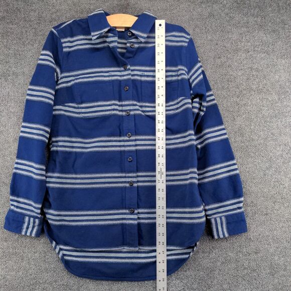 Duluth Trading Co Men's Button Up Shirt Blue Striped Small Long Sleeve - Picture 9 of 11